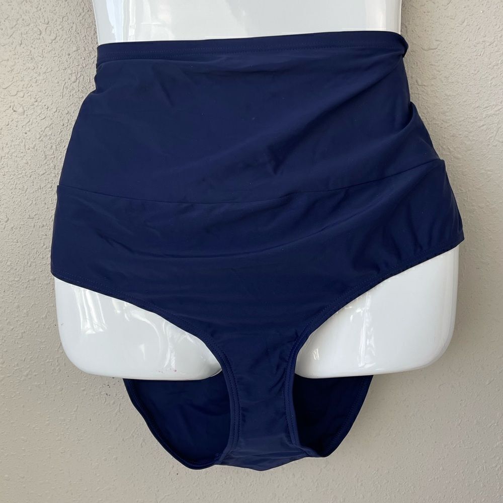 NWT Island Escape Navy Blue Tummy Control Bikini Bottoms Size 16